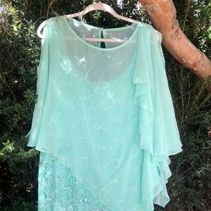 Mint green size 16w dress. Lace with sequence.